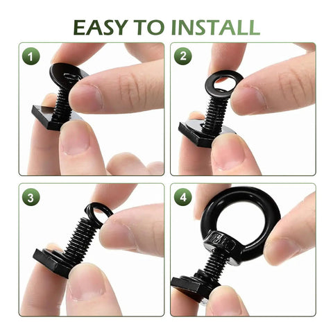 Step-by-step installation of 4 Pack M8 Stainless Steel T Track Tie Down Anchors for Roof Racks and Truck Beds