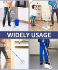 Various uses of Heavy Duty 59-Inch Mop Handle Pole, universal metal replacement for diverse cleaning environments.
