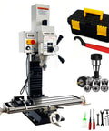 Built Tough Workhorse Benchtop Mini Milling Drilling Machine Featuring Brushless Motor with tools and accessories.