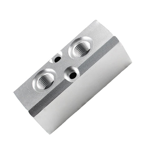 Two Way Pneumatic Manifold Air Distribution Block Ready To Roll Heavy Duty Aluminum Design With Two Inlets And Two Outlets