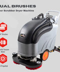 28-Inch Commercial Floor Scrubber With Dual Brushes And Pad System, 14.5-Gallon Tank, Self-Propelled Traction Drive, front view