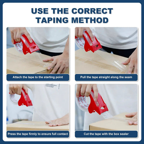 Step-by-step guide using Heavy Duty Packing Tape 2 Inch By 60 Yards 3 Roll Pack With Dispenser Clear Transparent Parcel Tape For Secure Packaging Great For Moving Boxes Cardboard Glass And Metal 180 Yards Total on a box