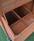 Open nesting box of 96.5-Inch Wooden Chicken Coop With Portable Wheels, Hen House And Nesting Box, Outdoor Backyard Poultry Cage Pen