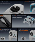T8L ELRS 2.4GHz Radio Transmitter With Hall Effect Gimbals, showing removable sticks, anti-slip grip, and trim buttons.