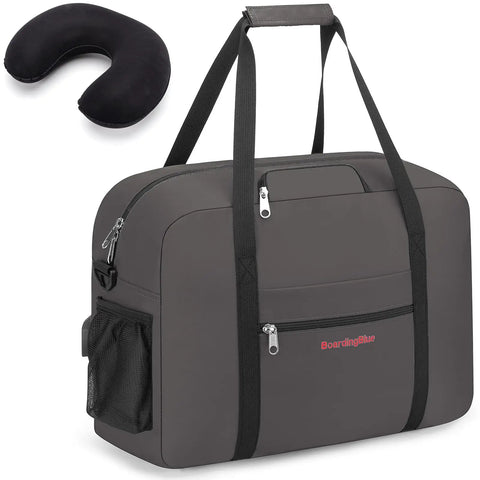 Under Seat Personal Item Duffel Bag 17 X 13 X 8 Inches With Free Pillow And USB Port Space Smart Grey Tote That Fits Major Airlines