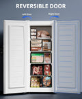 Inside view of No Fuss Compact Upright Freezer With Six Cubic Feet Capacity, Seven Level Temperature Control, Removable Glass Shelves.