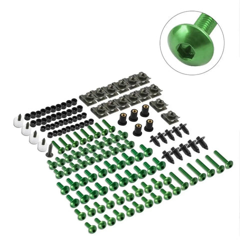 Panel Nuts 190Pcs Motorcycle Fairing Bolt Kit With Screws Washers And Nuts For GSR750 800MT MT03 Body Replacement Green Must Have Heavy Duty Stainless Steel Hardware For Fairings And Body Panels, green stainless steel bolts