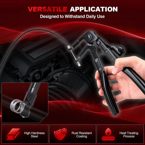 9 Piece Hose Clamp Pliers Set For Auto Work with long reach cable pliers and engine application, highlighting versatility