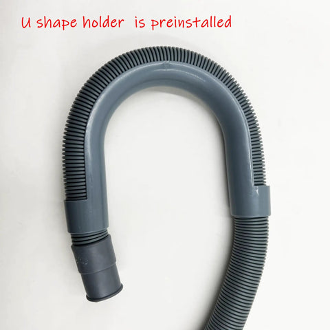 Six Feet Universal Washing Machine Drain Hose Kit With Flexible Corrugated Extension For Dishwashers Includes Two Clamps One Adapter And U Bend Holder For Easy Leak Free Connections showing U shape holder
