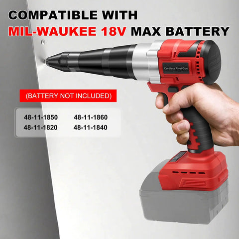 Cordless Rivet Gun Tool Compatible With 18V Max Battery Brushless Automatic Riveter held in hand, no battery included