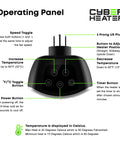 Operating panel of the Portable Space Heater With Remote, 500W Ceramic Electric Heater with buttons and 3-prong plug shown.