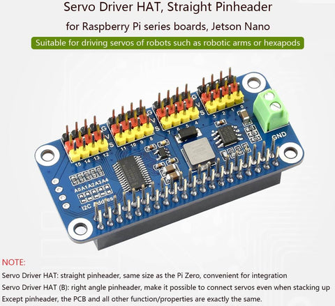 Dope Pro-Grade 16 Channel I2C Servo Driver Hat For Raspberry Pi Five Four Three B Plus Zero Zero W Zero WH And Jetson Nano displayed