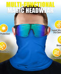 24 Piece Polarized Sports Sunglasses And Breathable Neck Gaiter Face Mask Set For Men Women Your Best Go To Outdoor Gear For Hiking Cycling Running Fishing Driving with blue mask and mirrored sunglasses