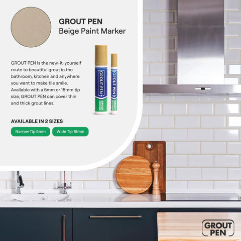 Beige Grout Pen Tile Paint Marker Waterproof Grout Colorant and Sealer Pen Narrow 5mm Tip DIY Friendly Two Pack kitchen tiles