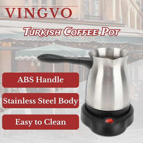 Electric Turkish Coffee Maker 600ml Stainless Steel Pot Warmer Kettle For Home And Travel Large Capacity Cezve Style Brew Machine