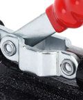 Heavy Duty Quick Release Toggle Clamp A Real Workhorse With 230Kg Holding Capacity For Drilling Cutting Welding And Tool Assembly Metalworking And PCB Bonding Applications Stainless Steel And Plastic Construction For Built To Last Performance, close-up red handle