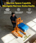 Heavy Duty Electric Pallet Stacker With 660 Lbs Capacity Lift Height 47 Inches Smart Remote Control Adjustable Forks For Warehouse Garage Logistics And Home Use, navigating narrow aisles.