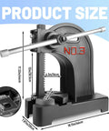 Heavy Duty 3 Ton Arbor Press With Ergonomic Handwheel And Non Slip Grip 12 Inch Tall Cast Iron Desktop Machine dimensions showing 12in height and 18.11in width.