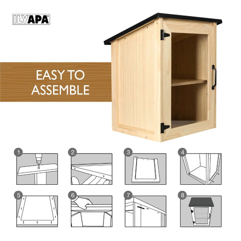 Outdoor Library Box For Book Exchange Rustic Wood Cabinet Sized 16x14x22 Inches instructions and diagram.