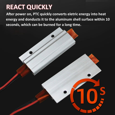 Two aluminum-shell PTC heating elements with copper terminals and red/black leads, 2.36 x 1.10 in (2 pcs)