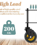 Side view of Two Pack 4 Inch Gate Casters With Brake Heavy Duty 250 Lb Capacity Spring Loaded Absorbing Solid Rubber Wheels