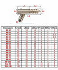 Heavy Duty Double Ended Stainless Steel Screws With Hex Socket Dual Threads Self Tapping Fasteners For Wood Furniture Assembly Quick Build Hardware Kit Of Two Hundred Pieces M10 X One Twenty Dimensions chart with various screw sizes.