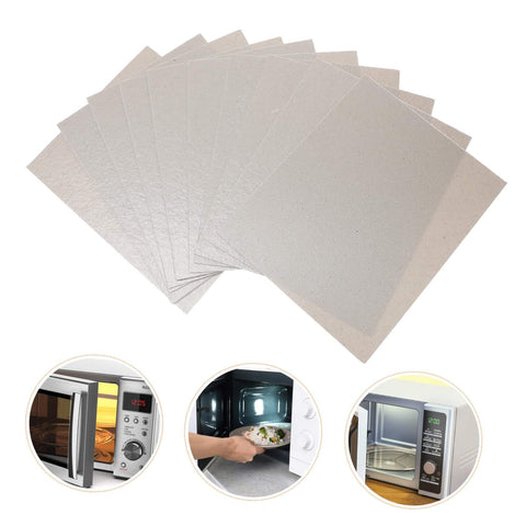 12 Pack Mica Plate Waveguide Covers For Microwave Ovens, Heat Resistant Insulation Sheet displayed with installation examples