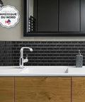Peel And Stick Backsplash Tiles For Kitchen And Bathroom, 10.95x9.70 Inches, 3D Self Adhesive Tile Backsplash With Subway Nero Look