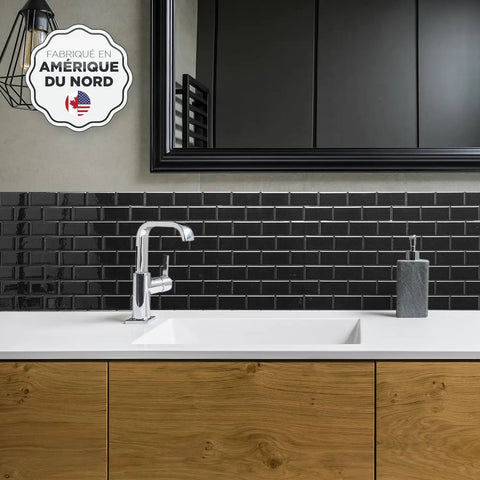 Peel And Stick Backsplash Tiles For Kitchen And Bathroom, 10.95x9.70 Inches, 3D Self Adhesive Tile Backsplash With Subway Nero Look