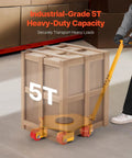Heavy Duty Machine Skate With 8800 Lbs Capacity, 360 Degree Rotation Cap, PU Swivel Rollers moving a large crate in warehouse