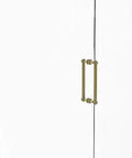 Back-To-Back Shower Door Pull 12 Inch Satin Brass Contemporary Glass Shower Handle on a bathroom door