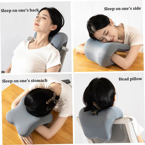 Ergonomic Memory Foam Neck Pillow Headrest for Office Chair with Skin Friendly Polyester Spandex Cover in various positions