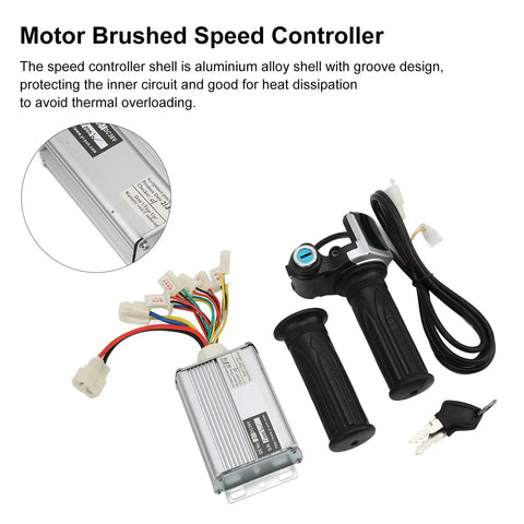 Brushed 36V 25A Ebike Controller And Twist Throttle Kit With Real Time Battery Display And Locking Handle