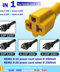 Heavy Duty 6 Foot 12AWG Power Cord Adapter Cable Converts 15A To 20A 125V Socket for outdoor tools with NEMA connectors.