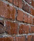 Close-up of wet brick wall treated with Penetrating Siloxane PD Weather Seal For Concrete, Masonry, Stucco And Manufactured Stone.