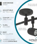 Oil Rubbed Bronze 96 Inch LED Flex Track Lighting Fixture With 5 Adjustable Heads Bulbs Included Customizable Ceiling Track
