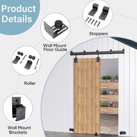 Heavy Duty Exterior Barn Door Hardware Kit For Outdoor Use With Box Rail Sliding Track Built To Last And Tough As Nails And Supports Up To 450 Lbs For One Door Black Finish Weather Resistant And Rustproof Ideal For Sheds Stables Garages And Workshops