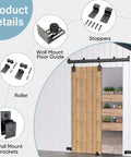 Heavy Duty Outdoor Barn Door Hardware Kit With 450 Lb Capacity, Box Rail Sliding Track For One Door shown with accessories