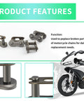 Heavy Duty 420 Chain Master Link With Quiet Roller Design For Smooth Motorcycle And Dirt Bike Drivetrains, display of metal connectors.