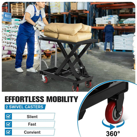 Heavy Duty Hydraulic Lift Table Cart Handles Heavy Loads Without Breaking A Sweat Reaches 28 Point 5 Inches Smooth Acts As A Rock Solid Rolling Platform For Any Garage Job