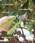 Using 8.5 Inch Bypass Pruning Shears With Forged Stainless Steel Blades, Three Quarter Inch Cutting Capacity on tree branch