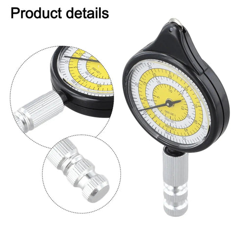 Map Distance Meter Wheel, Mechanical Route Measurer for Curved Paths, Cartography Tool, 95 x 45 x 12 mm, Black, detailed view of dial and knob.