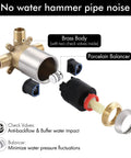 Complete Shower Faucet Set With Rain Shower Head Brushed Nickel Finish Anti Scald Pressure Balance Valve trim components.