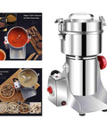 Stainless Steel Electric Coffee Grinder For Home Use And Spice Mill Multi Function Grain Wheat Flour Mixer With One Button Push
