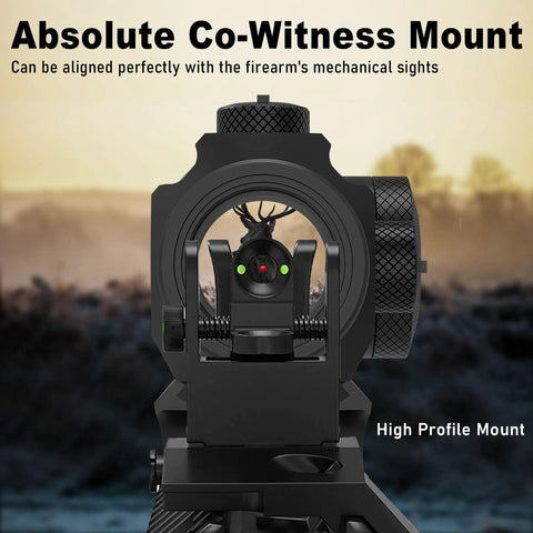 Motion Awake Red Dot Sight with 2MOA Dot, 11 Level Brightness, Multi Coated Optics, IPX7 Waterproof, Get On Target Fast, Absolute Co-Witness Mount, Picatinny Rail Rifle Scope for Quick On Point Accuracy high-profile mount