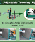 Woodworking Tenoning Machine With Adjustable Support Plate 0 To 45 Degree Tilt 82.5mm Clamp Capacity showing angle adjustment