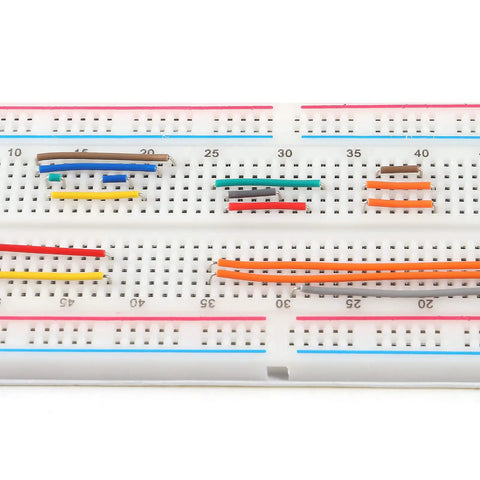 Breadboard setup with various wires from 560 Piece Breadboard Jumper Wire Kit With 14 Lengths In Assorted Colors For Quick Prototyping