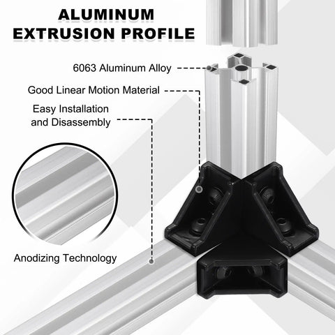 4 Pieces 450mm 3030 Aluminum Extrusion Profile European Standard Anodized Linear Rail Kit For 3D Printers And CNC Machines corner view