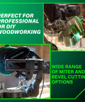 Heavy Duty 12 Inch Dual Bevel Sliding Miter Saw Workhorse With 4000 RPM No Load Speed shown in a professional workshop setting