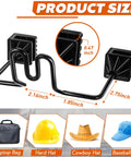 Hard Hat Holder For Truck And SUV 2 Pack Keeps Cap Shape While Driving Stainless Steel Headrest Rod Mount with size details.